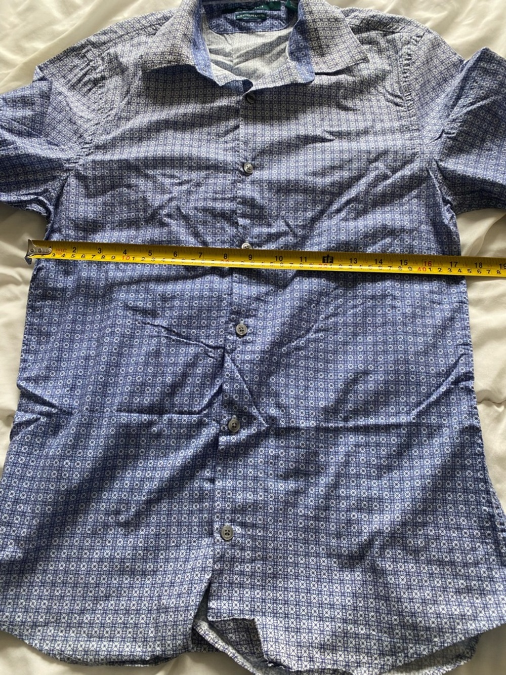 Perry Ellis Blue Geometric Print Dress Shirt - Picture 8 of 8